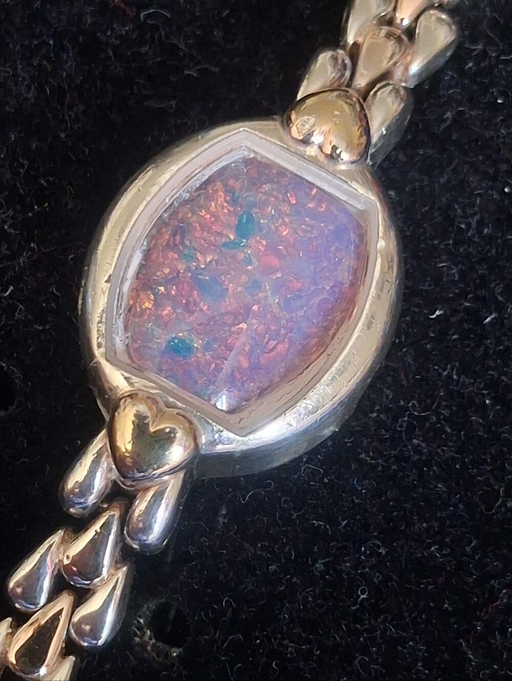 Sterling silver pink opal one of a kind bracelet
